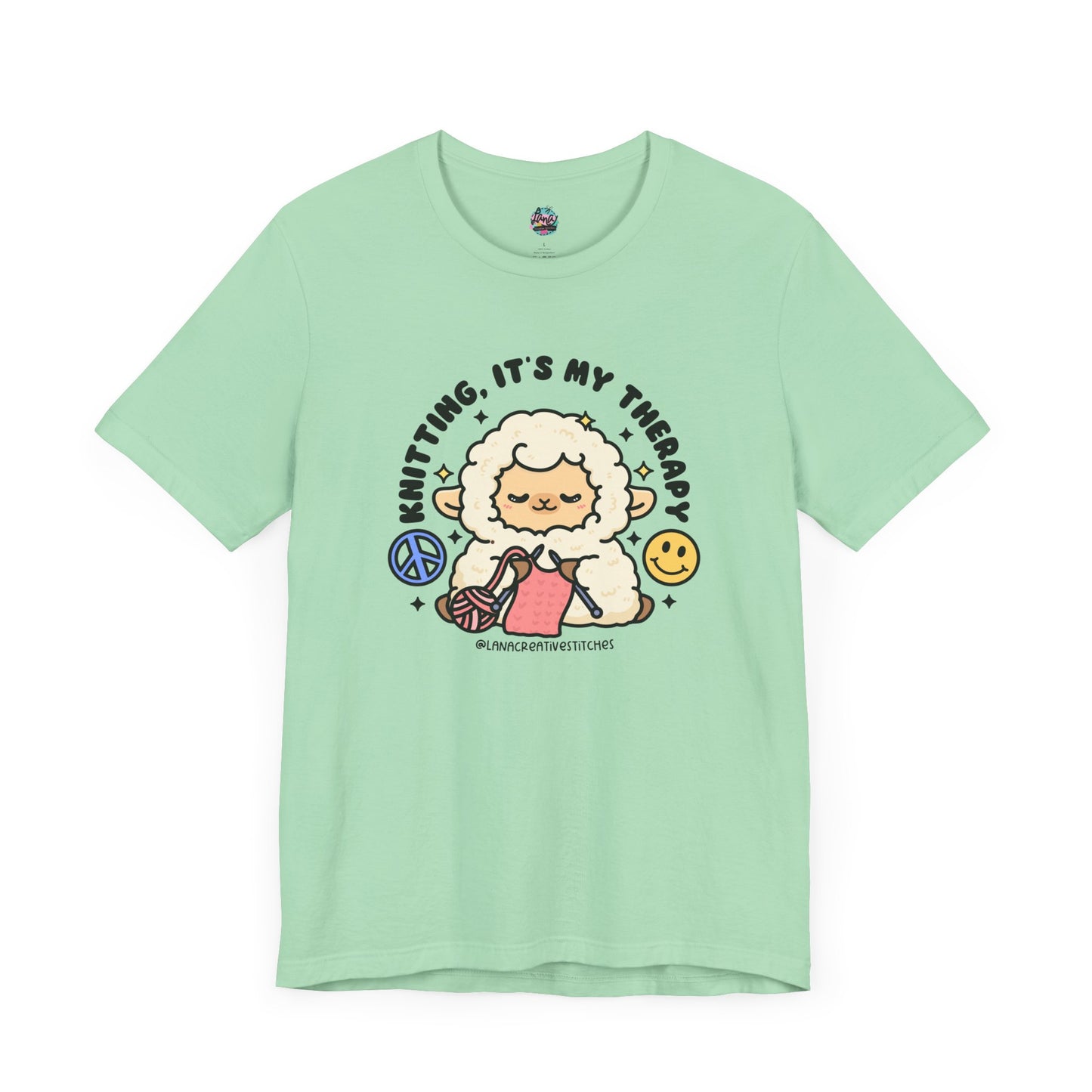 Camiseta de manga corta Unisex Jersey, tejer es mi terapia, camisa para ella, camisa para mamá, tejido, crochet, camiseta de algodón, camiseta gráfica