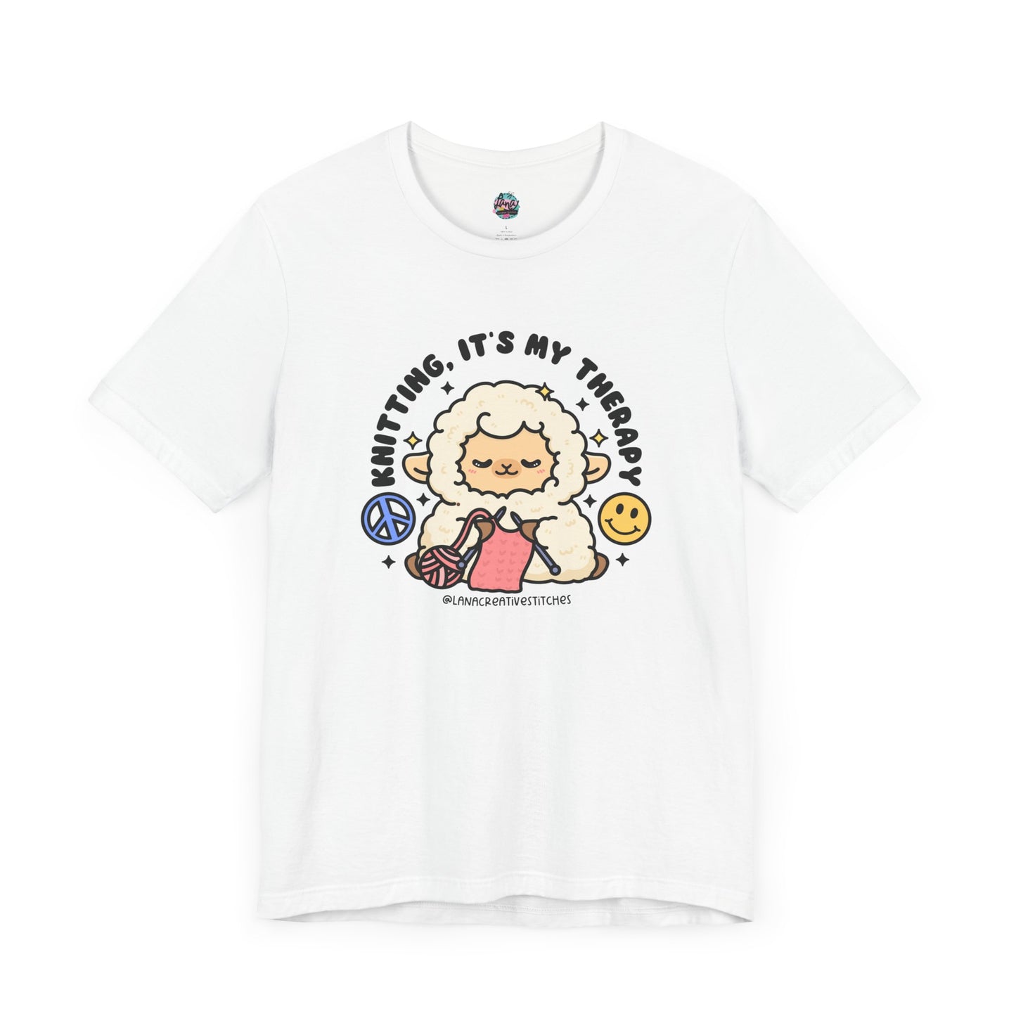 Camiseta de manga corta Unisex Jersey, tejer es mi terapia, camisa para ella, camisa para mamá, tejido, crochet, camiseta de algodón, camiseta gráfica