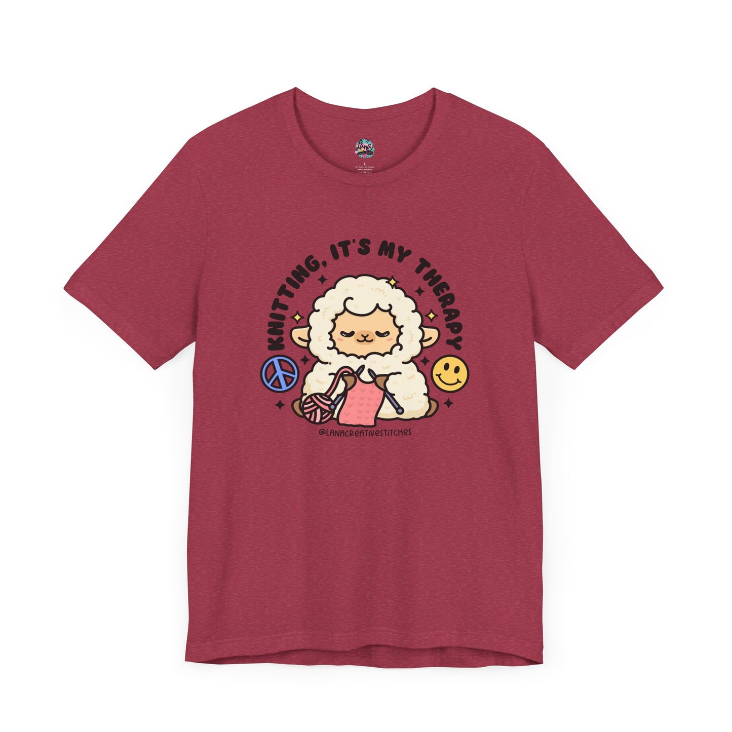 Camiseta de manga corta Unisex Jersey, tejer es mi terapia, camisa para ella, camisa para mamá, tejido, crochet, camiseta de algodón, camiseta gráfica