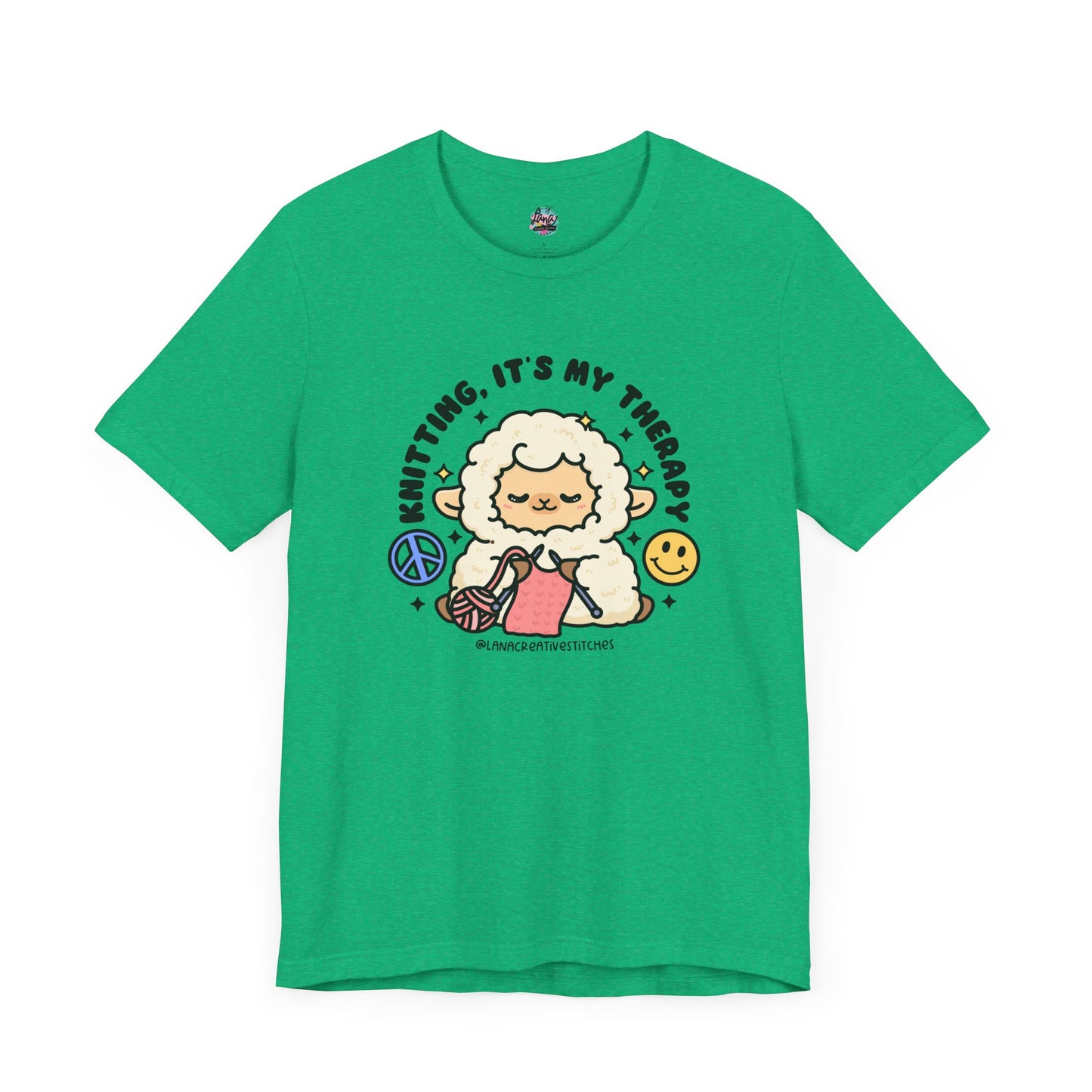 Camiseta de manga corta Unisex Jersey, tejer es mi terapia, camisa para ella, camisa para mamá, tejido, crochet, camiseta de algodón, camiseta gráfica