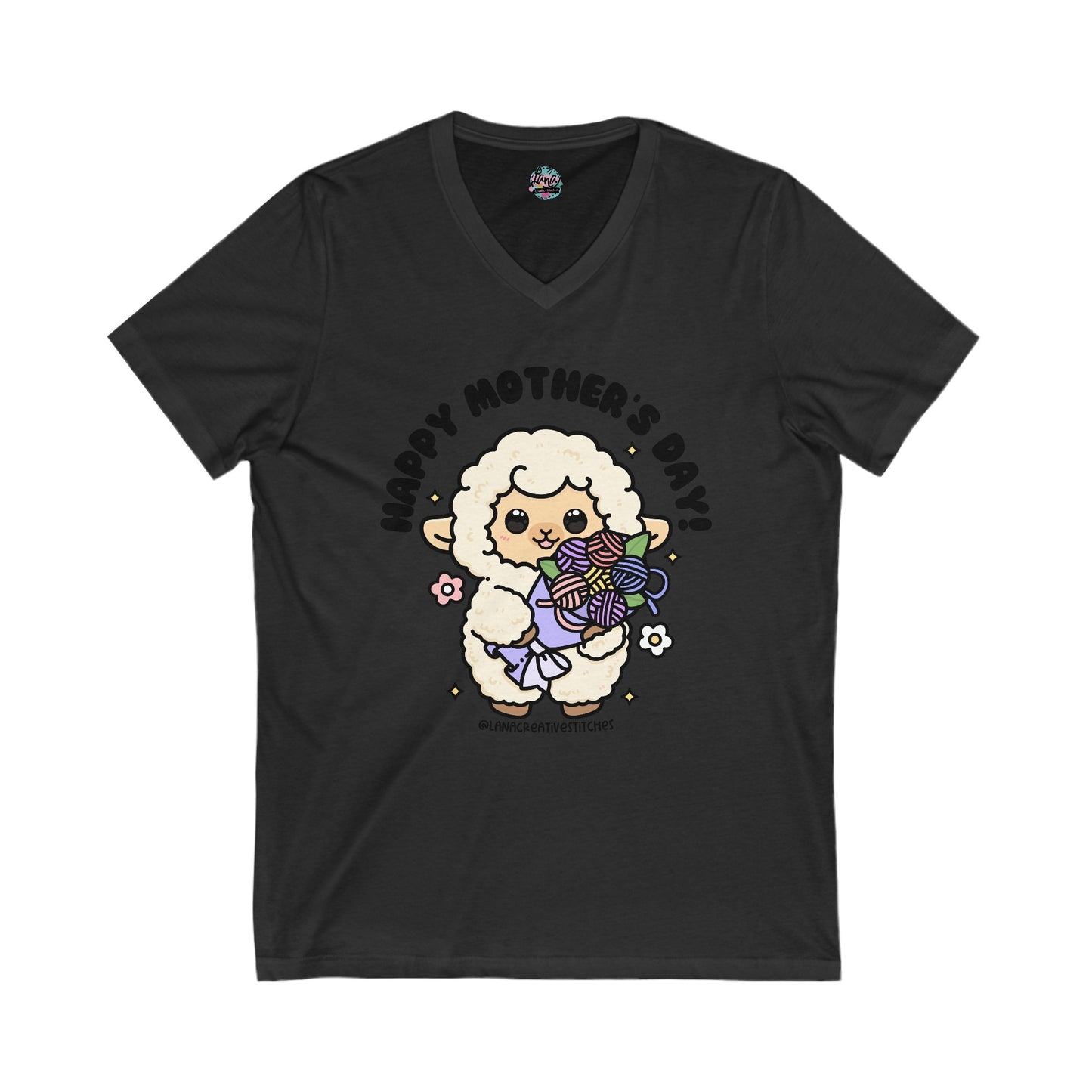 Camiseta unisex Jersey de manga corta con cuello en V, camisa feliz del día de las madres, regalo para ella, camisa para mamá, artesana, amante del hilo