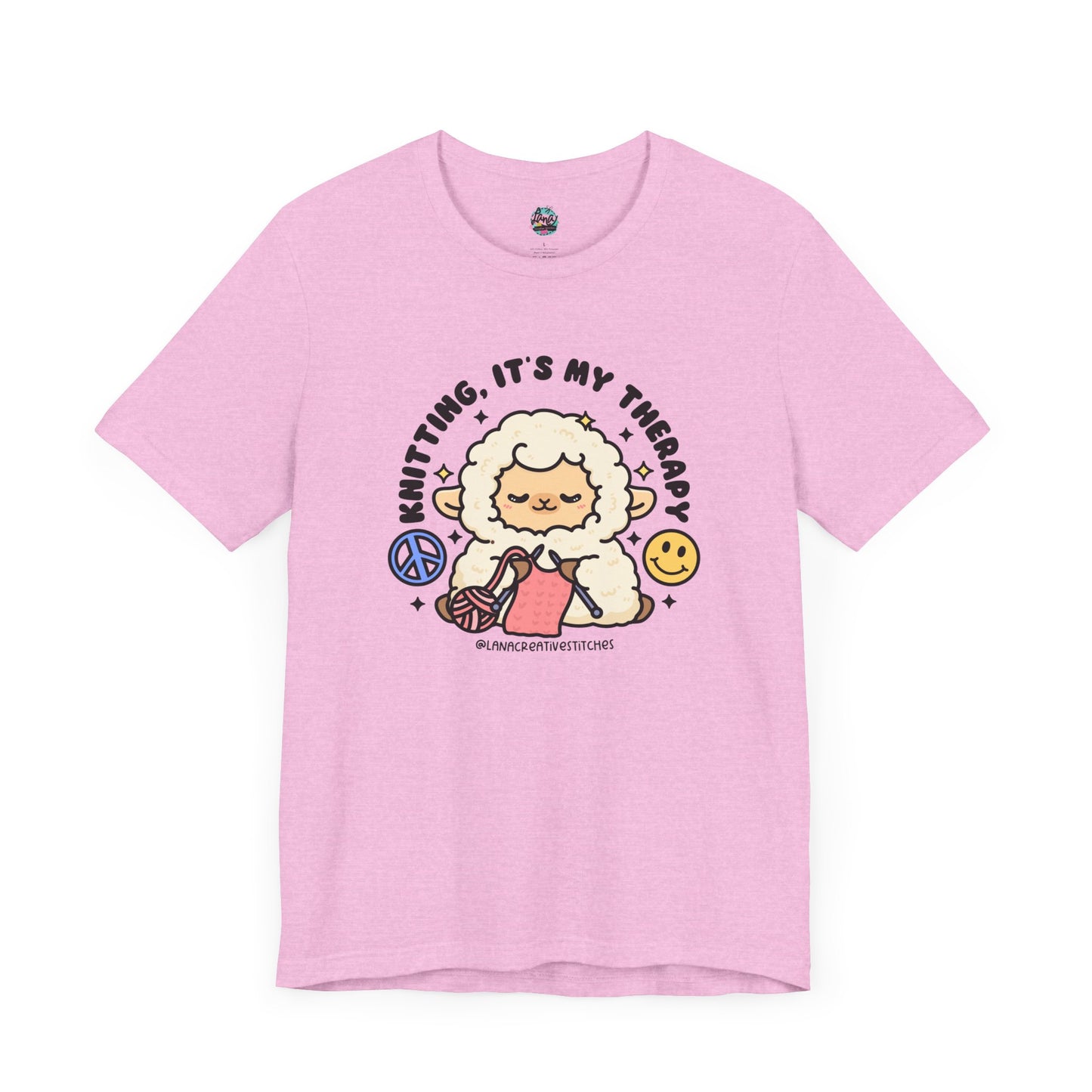 Camiseta de manga corta Unisex Jersey, tejer es mi terapia, camisa para ella, camisa para mamá, tejido, crochet, camiseta de algodón, camiseta gráfica